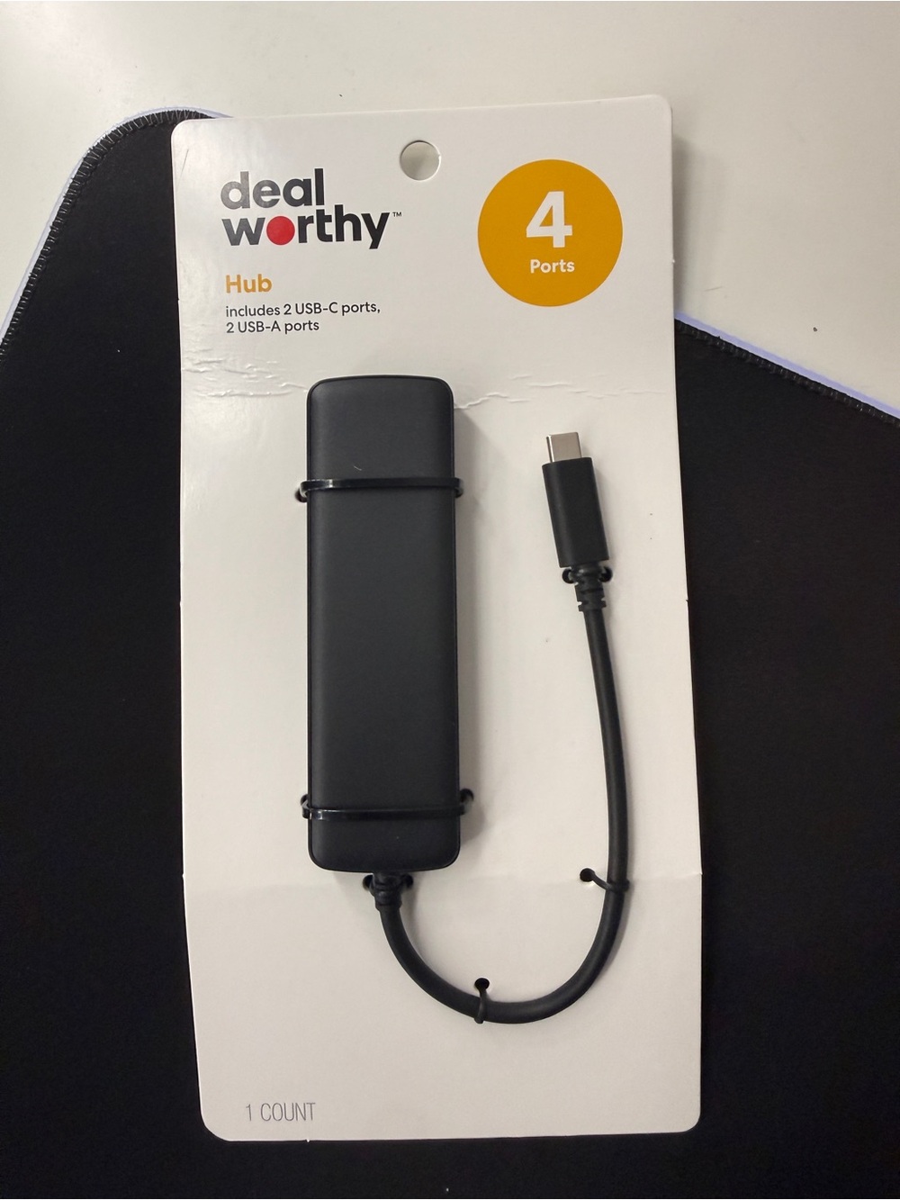 Deal Worthy 4-Port USB Hub with 2 USB-C and 2 USB-A Ports NEW